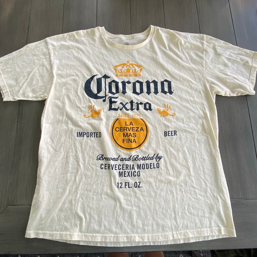 Corona Beer T‑Shirt • Men’s 2XL • Beige • 100% Cotton Graphic Tee